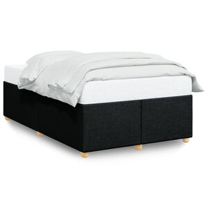 vidaXL Bed Frame Black Polyester, plywood, solid pine wood Full
