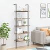 vidaXL Leaning Shelf Dark Brown and Black Engineered Wood, Steel Medium