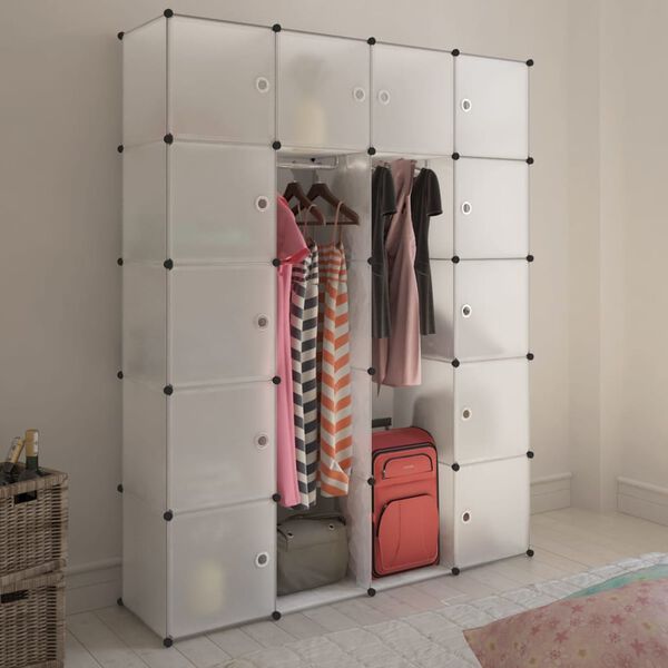 vidaXL Modular Storage White Plastic, Chromed Steel Large Modular