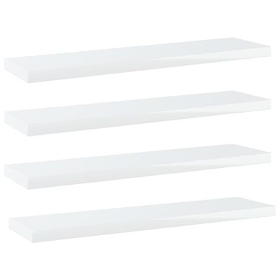 vidaXL Bookshelf Boards 4 pcs High Gloss White 15.7"x3.9"x0.6" Chipboard