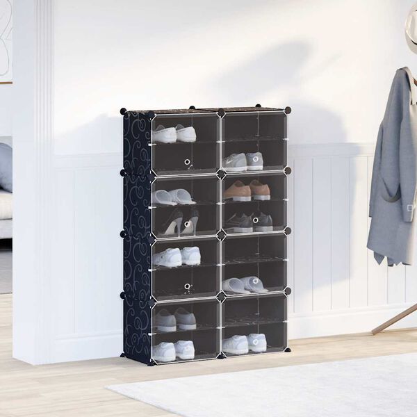 vidaXL Storage Cube Organizer Black Polypropylene Medium Modular