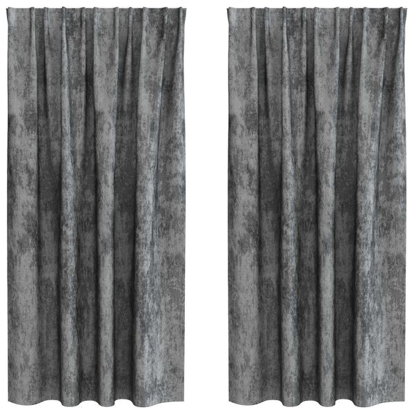 vidaXL Velvet Curtains 2 pcs Grey 68.90 x 55.12 in Velvet
