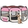 vidaXL Dog Playpen Pink and cream Polyester 49.2 in x 49.2 in x 24.0 in