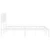 vidaXL Bed Frame White Powder-Coated Steel Full Bed Frame Rectangular