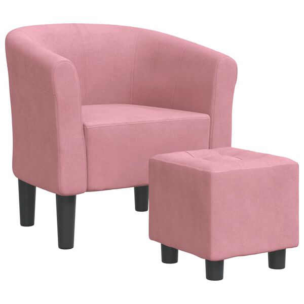 vidaXL Tub Chair Pink Velvet (100% polyester), pinewood, plywood, foam