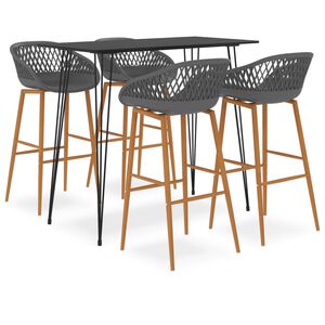 vidaXL Bar Set Black, Grey MDF, metal, PP Large Durable Bar Set