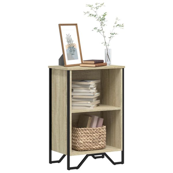 vidaXL Bookcase Sonoma oak Engineered wood, metal Medium Bookcase