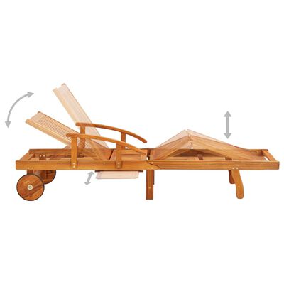 vidaXL 2 Piece Sunlounger Set with Table Solid Acacia Wood
