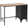 vidaXL Single Pedestal Desk Black and natural wood Solid firwood, Steel