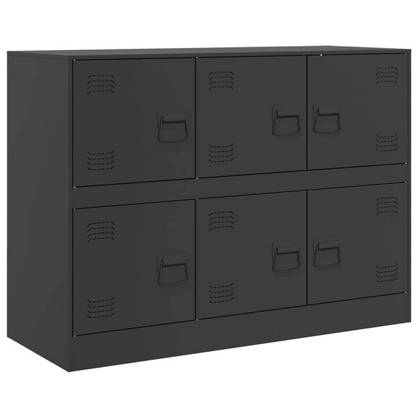 vidaXL Sideboard Black Cold-rolled steel Medium Sideboard Rectangular