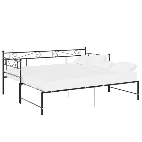 vidaXL Sofa Bed Frame Black Powder-Coated Metal Pull-Out Sofa Bed Frame