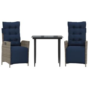 vidaXL Garden Dining Set Grey, Navy Blue, Black