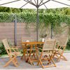 vidaXL Folding Patio Chairs 4 pcs Beige Poly Rattan and Solid Wood