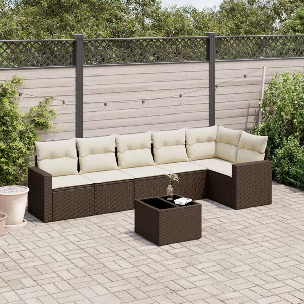 vidaXL Garden Sofa Set Brown, Cream White