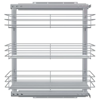 vidaXL 3-Tier Pull-out Kitchen Wire Basket Silver 18.5"x13.8"x22"