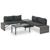 vidaXL Sofa Set Grey PE rattan, Powder-coated steel, Glass Medium