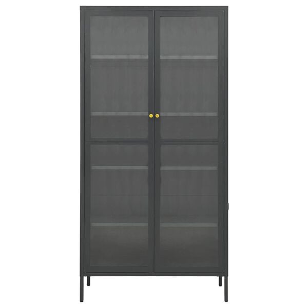 vidaXL Display Cabinet Anthracite 35.4"x15.7"x70.9" Steel and Tempered Glass