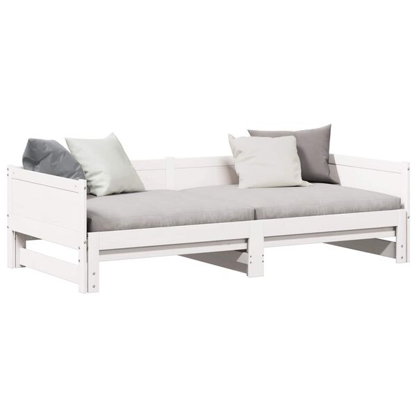 vidaXL Pull-out Day Bed White 80.12 x 72.44 x 22.24 in Solid Pine Wood