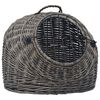 vidaXL Cat Carrier Grey and black Natural willow, iron 19.7x16.5x15.7 in