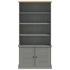 vidaXL Bookcase Grey Solid pine wood, engineered wood, metal Tall