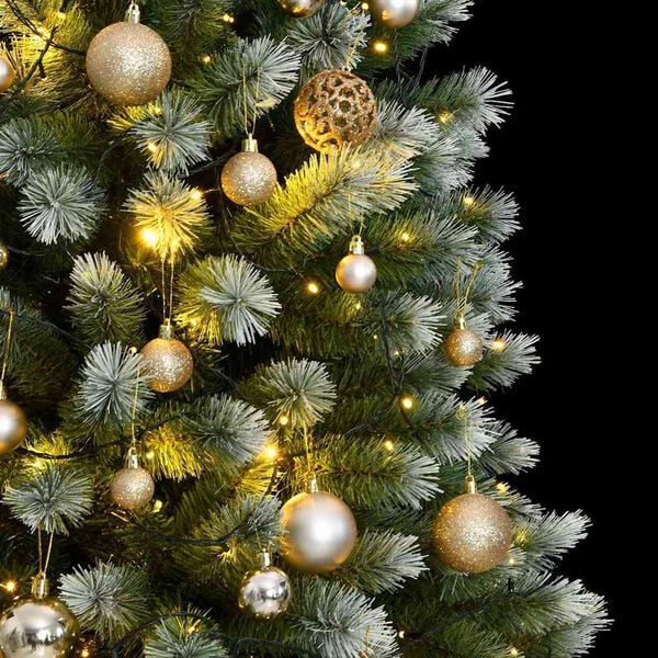 vidaXL Artificial Hinged Christmas Tree 150 LEDs & Ball Set 59.1"