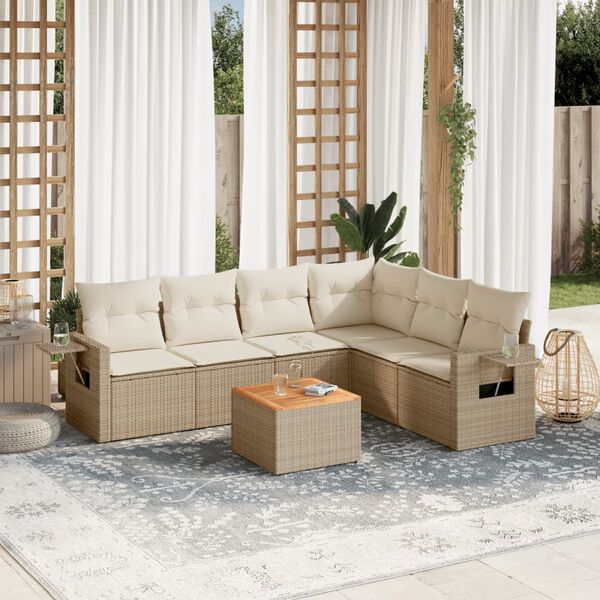 vidaXL Garden Sofa Set Beige, Cream White