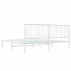vidaXL Bed Frame White Powder-coated steel King Bed Frame Rectangular