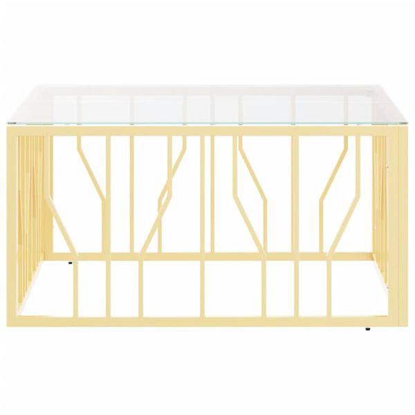 vidaXL Coffee Table Gold, Marble Stainless Steel, Tempered Glass