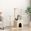 vidaXL Cat Tree Cream Engineered wood, plush, sisal 38.4 in Modern