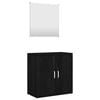 vidaXL Bathroom Furniture Set Black Engineered wood, glass Medium