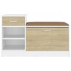 vidaXL Shoe Bench White and Sonoma Oak Engineered wood, MDF, faux leather