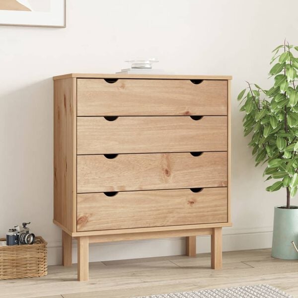 vidaXL Drawer Cabinet Natural wood Solid pine wood, Engineered wood