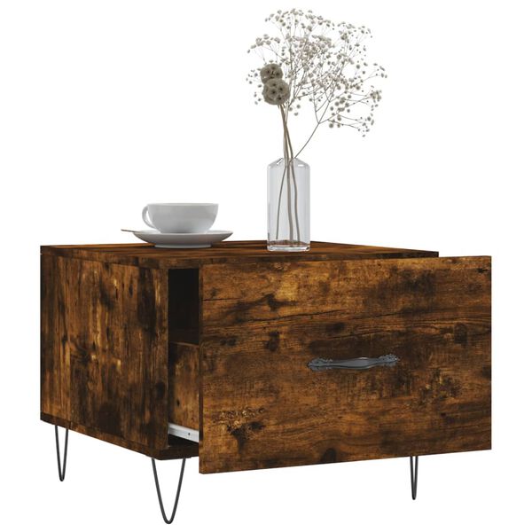 vidaXL Coffee Table Set of 2 Smoked Oak Engineered wood, Iron Small
