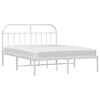 vidaXL Bed Frame White Steel Full Bed Frame Rectangular Traditional