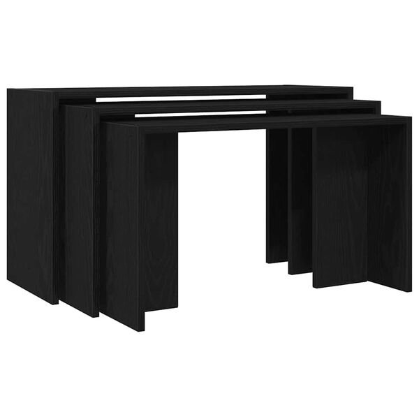 vidaXL Nesting Table Black Engineered wood Small Stackable