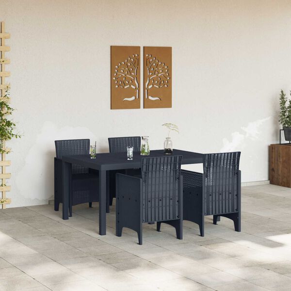 vidaXL Garden Dining Set 5 pcs Anthracite Polt rattan
