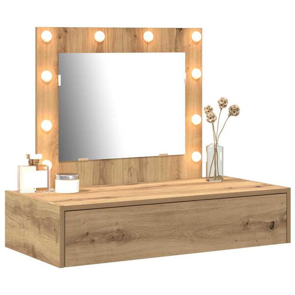vidaXL Dressing Table Brown 32.68 x 15.75 x 27.56 in Engineered Wood