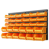 vidaXL 32 Piece Storage Bin Kit with Wall Panels Yellow and Black