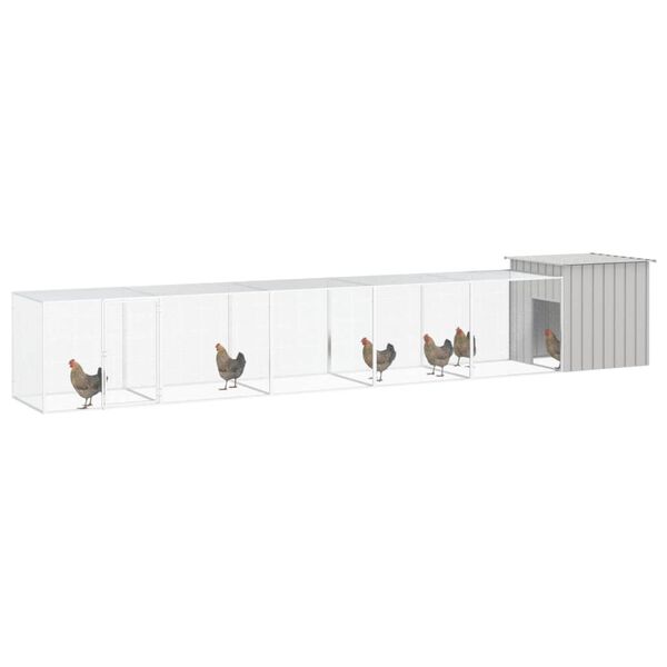 vidaXL Chicken Cage Grey Galvanized steel Large Durable Chicken Cage