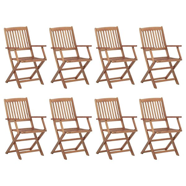 vidaXL Outdoor Chair Set of 8 Natural wood Solid Acacia wood Medium