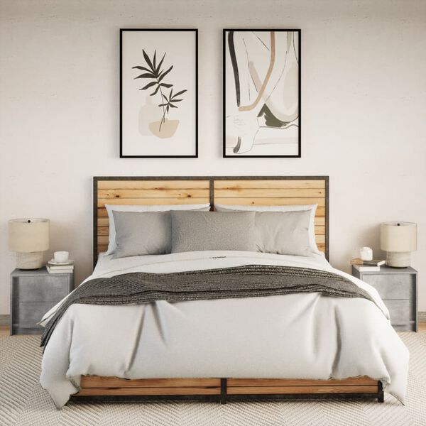 vidaXL Bedside Cabinet Set of 2 Concrete grey Engineered wood Medium