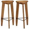 vidaXL Bar Stool Set of 2 Natural Wood Solid acacia wood, Steel Standard