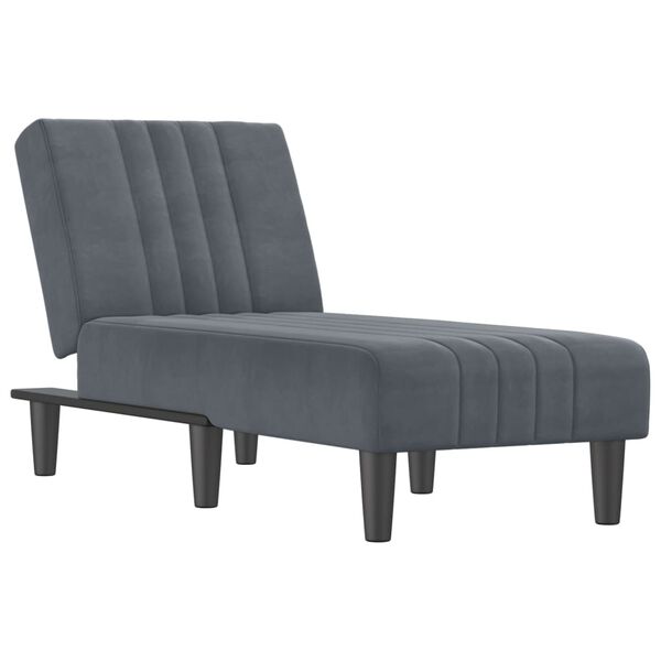 vidaXL Chaise Lounge Dark Grey Velvet (100% polyester), Plywood One Size