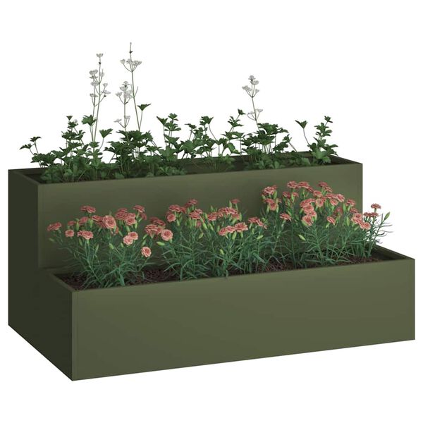 vidaXL Garden Planter Olive Green 39.37 x 23.62 x 17.72 in