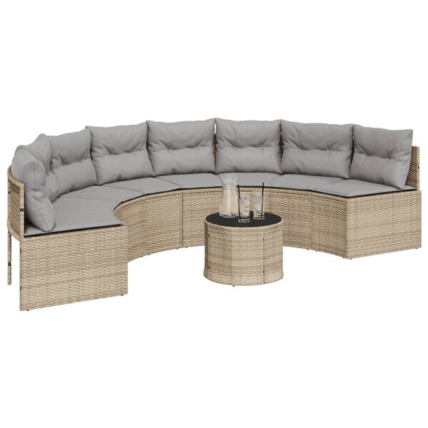 vidaXL Patio Sofa Beige PE Rattan 113 inches long Removable Covers