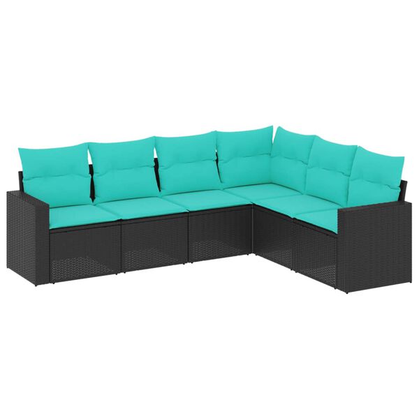 vidaXL Garden Sofa Set Black, Blue PE Rattan, Powder-Coated Steel Large