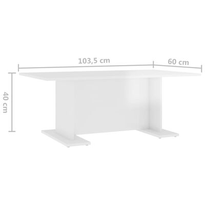 vidaXL Coffee Table High Gloss White 40.7"x23.6"x15.7" Engineered Wood