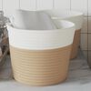 vidaXL Storage Basket Beige and White 100% Cotton Medium Collapsible