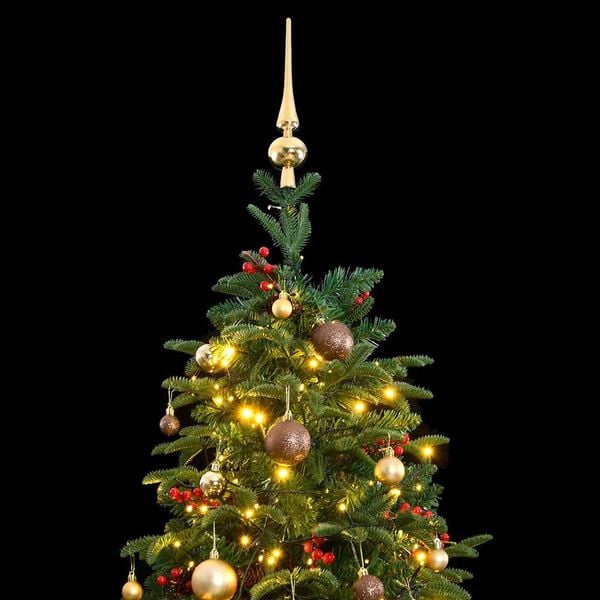 vidaXL Artificial Hinged Christmas Tree 300 LEDs & Ball Set 70.9"