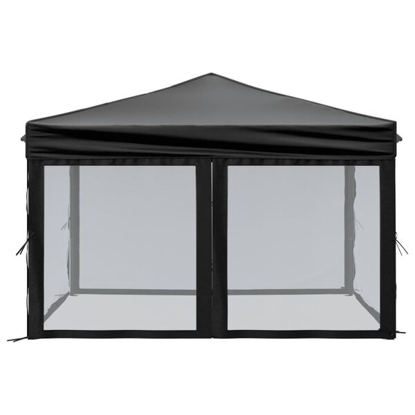 vidaXL Folding Party Tent with Sidewalls Black 9.8'x9.8'
